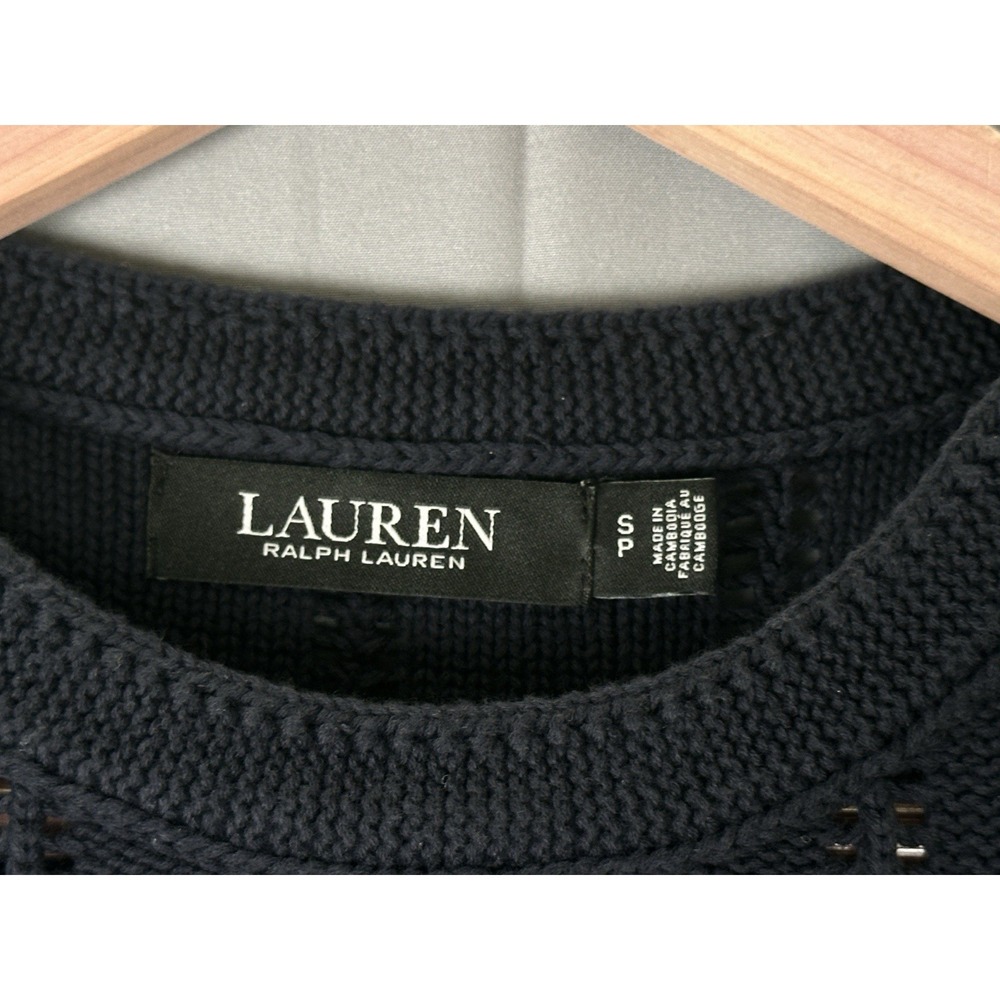 Lauren Ralph Lauren Marmie Puff Sleeve Knit Sweater Women's Small Navy - Picture 3 of 7